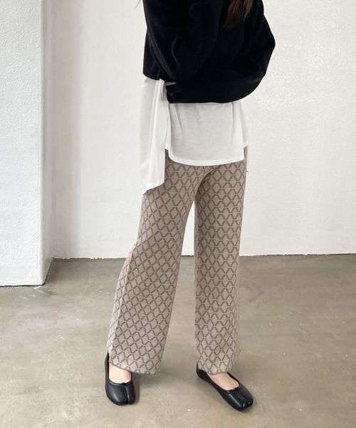 Shelly island（シェリーアイランド）の「幾何学柄ジャガードニットパンツ（その他パンツ・レディース・ベージュ/ブラウン・FREE）」の21枚目の写真