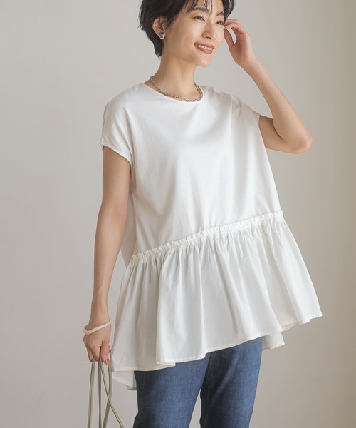 AMERICAN HOLIC(アメリカンホリック)の「ティアードノースリーブカットプルオーバー(Tシャツ/カットソー・レディース・ブラック/オフホワイト・M/L)」の2枚目の写真