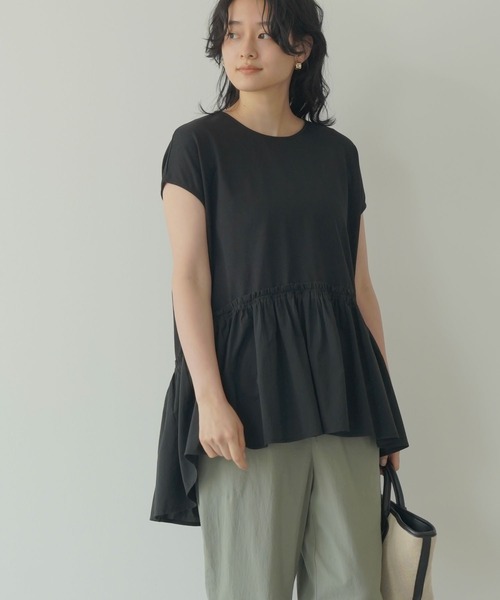 AMERICAN HOLIC(アメリカンホリック)の「ティアードノースリーブカットプルオーバー(Tシャツ/カットソー・レディース・ブラック/オフホワイト・M/L)」の1枚目の写真