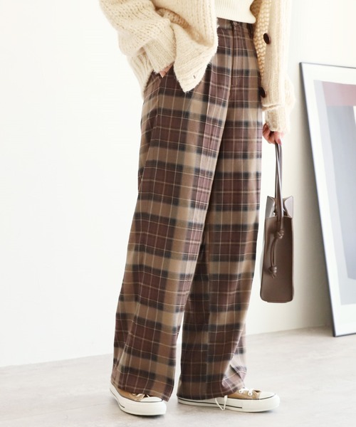 reca（レカ）の「チェックワイドパンツ（その他パンツ・レディース・ネイビー/ブラウン/モカ/ブラウン系その他・FREE）」の3枚目の写真