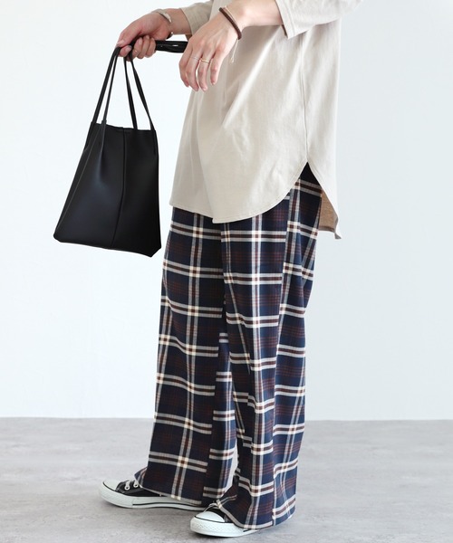 reca（レカ）の「チェックワイドパンツ（その他パンツ・レディース・ネイビー/ブラウン/モカ/ブラウン系その他・FREE）」の4枚目の写真