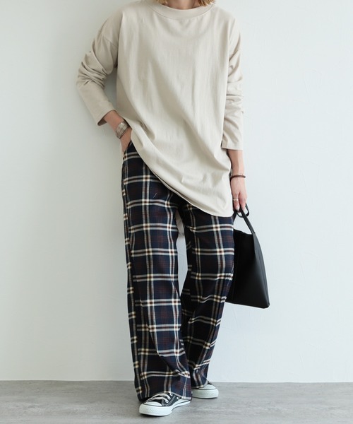 reca（レカ）の「チェックワイドパンツ（その他パンツ・レディース・ネイビー/ブラウン/モカ/ブラウン系その他・FREE）」の5枚目の写真