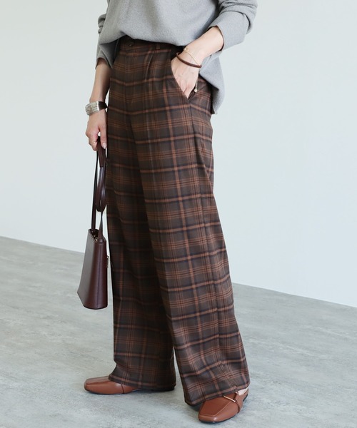 reca（レカ）の「チェックワイドパンツ（その他パンツ・レディース・ネイビー/ブラウン/モカ/ブラウン系その他・FREE）」の9枚目の写真