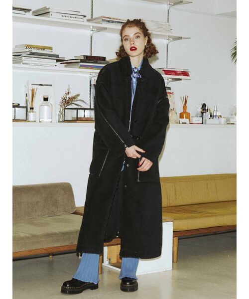 jouetie（ジュエティ）の「パイピングボアコート（ムートンコート・レディース・パープル/ブラック/その他1/アイボリー・MEDIUM）」の9枚目の写真