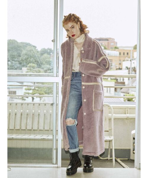 jouetie（ジュエティ）の「パイピングボアコート（ムートンコート・レディース・パープル/ブラック/その他1/アイボリー・MEDIUM）」の14枚目の写真