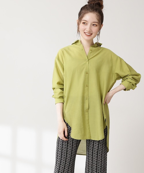 N.（N. Natural Beauty Basic）（エヌエヌナチュラルビューティーベーシック）の「◆シアーロングシャツ（シャツ/ブラウス・レディース・ライトグリーン/ブラック/パープル・MEDIUM）」の3枚目の写真