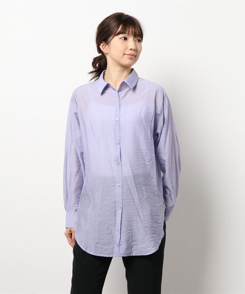 N.（N. Natural Beauty Basic）（エヌエヌナチュラルビューティーベーシック）の「◆シアーロングシャツ（シャツ/ブラウス・レディース・ライトグリーン/ブラック/パープル・MEDIUM）」の8枚目の写真