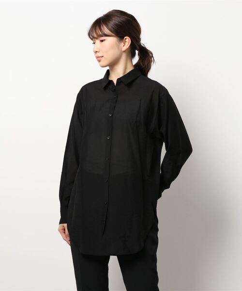 N.（N. Natural Beauty Basic）（エヌエヌナチュラルビューティーベーシック）の「◆シアーロングシャツ（シャツ/ブラウス・レディース・ライトグリーン/ブラック/パープル・MEDIUM）」の9枚目の写真