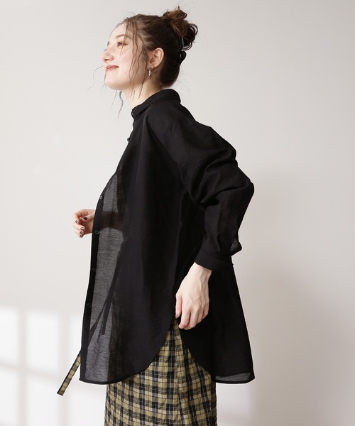 N.（N. Natural Beauty Basic）（エヌエヌナチュラルビューティーベーシック）の「◆シアーロングシャツ（シャツ/ブラウス・レディース・ライトグリーン/ブラック/パープル・MEDIUM）」の21枚目の写真