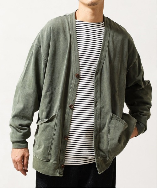 417 EDIFICE(フォーワンセブンエディフィス)の「【BIG SHIRTS / ビックシャツ】 ピグメントカーディガン(カーディガン/ボレロ・メンズ・カーキ/アイボリー/ブラック系その他・MEDIUM/LARGE)」の3枚目の写真