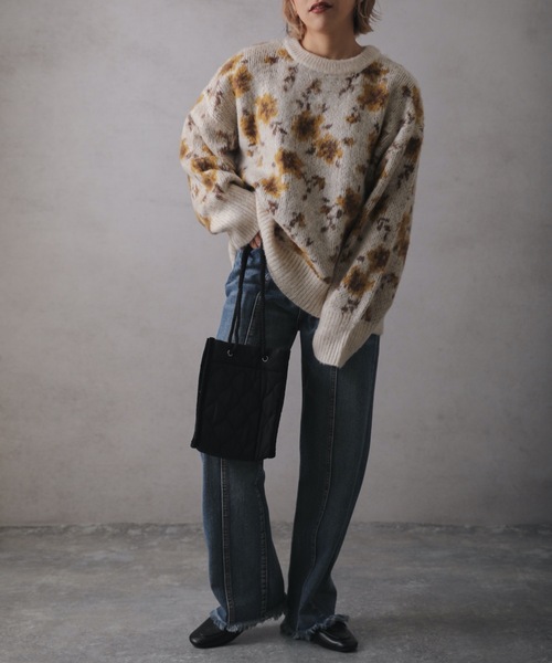 ap retro(アプレトロ)の「起毛花柄ジャガードニット(ニット/セーター・レディース・アイボリー/カーキ・FREE)」の18枚目の写真