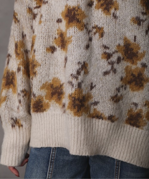 ap retro(アプレトロ)の「起毛花柄ジャガードニット(ニット/セーター・レディース・アイボリー/カーキ・FREE)」の11枚目の写真