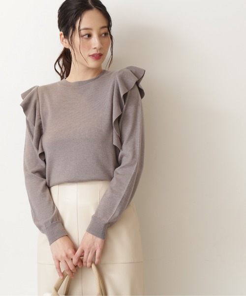 NATURAL BEAUTY BASIC(ナチュラルビューティーベーシック)の「ラッフルショルダーニット/0171270914(ニット/セーター・レディース・オフホワイト/ネイビー/グレー・MEDIUM)」の16枚目の写真