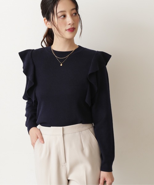 NATURAL BEAUTY BASIC(ナチュラルビューティーベーシック)の「ラッフルショルダーニット/0171270914(ニット/セーター・レディース・オフホワイト/ネイビー/グレー・MEDIUM)」の21枚目の写真