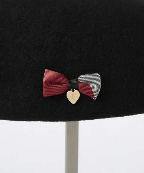 BLUE LABEL CRESTBRIDGE（ブルーレーベルクレストブリッジ）の「クレストブリッジチェックリボンウールベレー帽（ハンチング/ベレー帽・レディース・ブラック/ピンク/ベージュ系その他/ダークネイビー・FREE）」の12枚目の写真