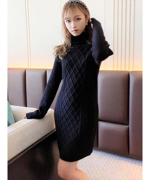 RESEXXY(リゼクシー)の「タートルネックニットワンピース(ワンピース・レディース・ブラック/ベージュ/ワイン・FREE)」の12枚目の写真