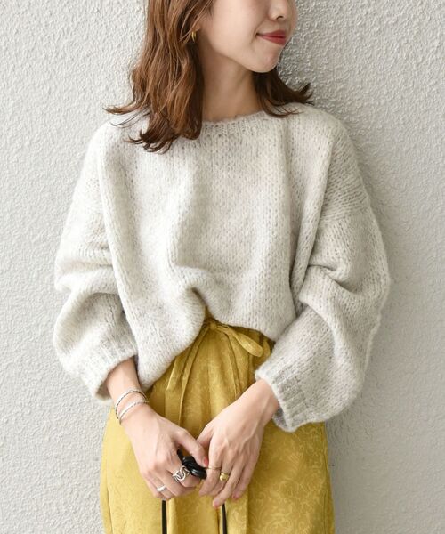 TRICOTS JEAN MARC(トリコットジーンマルク)の「【SHIPS any別注】TRICOTS JEAN MARC: クルーネック ニット プルオーバー(ニット/セーター・レディース・ライトブルー/クリーム/ナチュラル・ONE SIZE)」の3枚目の写真