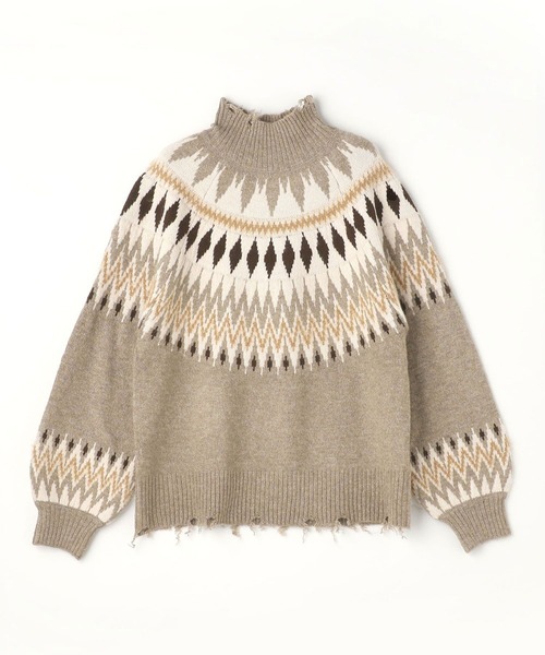 179/WG（イチナナキュウダブルジー）の「求心柄ニット（ニット/セーター・レディース・オフホワイト/グレー・FREE）」の10枚目の写真