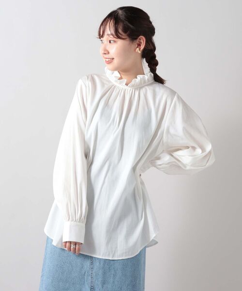 fredy repit(フレディレピ)の「【WEB限定】ボリュームスリーブフリルスタンドカラーシャツ(前後2WAY)(シャツ/ブラウス・レディース・ライトブルー/ブラック/オフホワイト・38)」の12枚目の写真