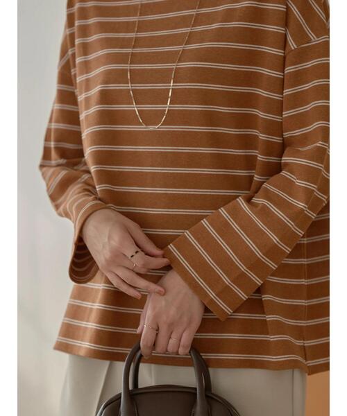 earth music&ecology(アースミュージックアンドエコロジー)の「ECORICHダブルボーダープルオーバー *(Tシャツ/カットソー・レディース・ブラック/オフホワイト/ピンク/グリーン/キャメル・FREE)」の12枚目の写真