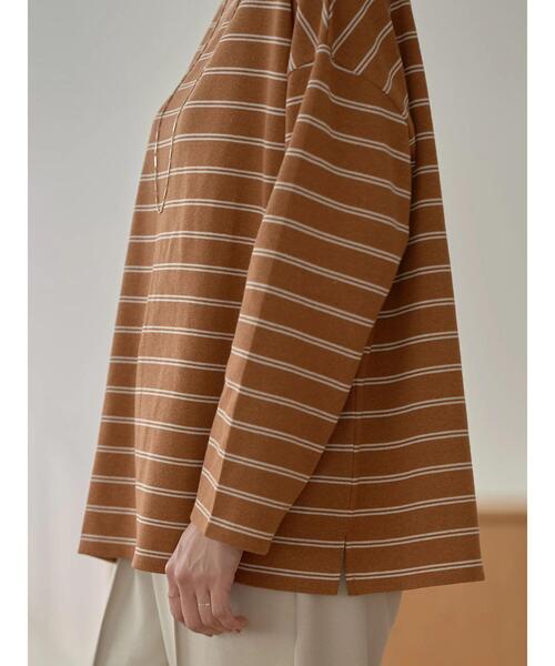 earth music&ecology(アースミュージックアンドエコロジー)の「ECORICHダブルボーダープルオーバー *(Tシャツ/カットソー・レディース・ブラック/オフホワイト/ピンク/グリーン/キャメル・FREE)」の13枚目の写真