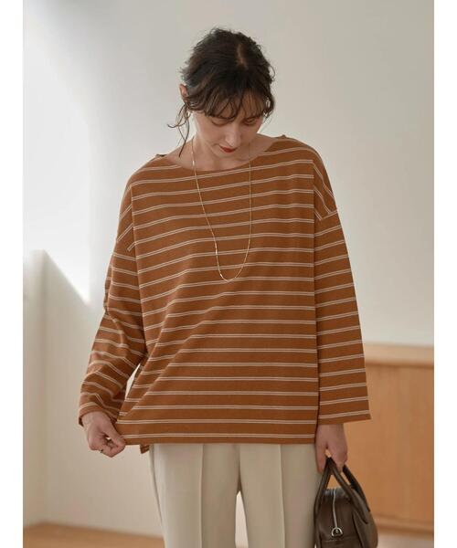 earth music&ecology(アースミュージックアンドエコロジー)の「ECORICHダブルボーダープルオーバー *(Tシャツ/カットソー・レディース・ブラック/オフホワイト/ピンク/グリーン/キャメル・FREE)」の15枚目の写真