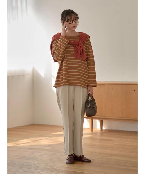 earth music&ecology(アースミュージックアンドエコロジー)の「ECORICHダブルボーダープルオーバー *(Tシャツ/カットソー・レディース・ブラック/オフホワイト/ピンク/グリーン/キャメル・FREE)」の18枚目の写真