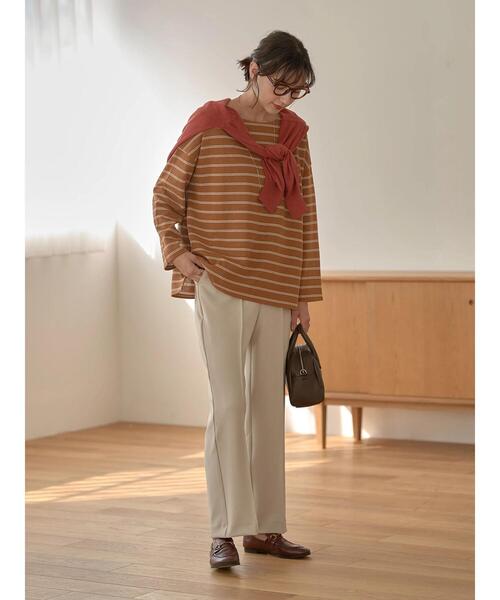 earth music&ecology(アースミュージックアンドエコロジー)の「ECORICHダブルボーダープルオーバー *(Tシャツ/カットソー・レディース・ブラック/オフホワイト/ピンク/グリーン/キャメル・FREE)」の19枚目の写真