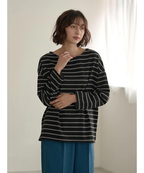 earth music&ecology(アースミュージックアンドエコロジー)の「ECORICHダブルボーダープルオーバー *(Tシャツ/カットソー・レディース・ブラック/オフホワイト/ピンク/グリーン/キャメル・FREE)」の22枚目の写真