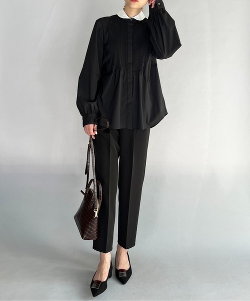 PICCIN（ピッチン）の「ストレッチテーパードパンツ(NANO TEX)（その他パンツ・レディース・チャコールグレー/ブラック・M）」の7枚目の写真
