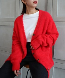 moment+ | 【New Arrival】シャギー Vネックカラーニットカーディガン(カーディガン/ボレロ)