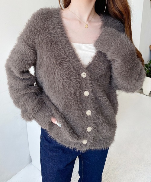 ♡万能Vネックロングニットカーディガン fifth カーディガン 「2024AW」Vネックシャギーニット