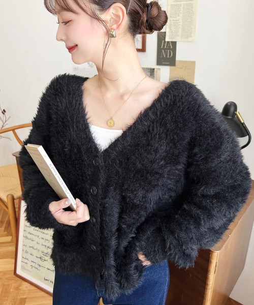 セール】【累計販売枚数1万枚突破！】Vネックロングシャギーニット