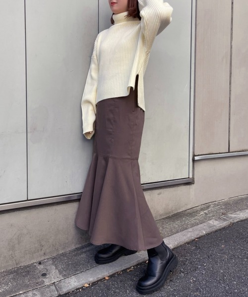 one after another NICE CLAUP（ワンアフターアナザーナイスクラップ）の「Sサイズあり　ハイウエストレディマーメイドスカート（スカート・レディース・杢グレー/モカ/ブルー系その他/ピンク系その他・SMALL/MEDIUM）」の8枚目の写真