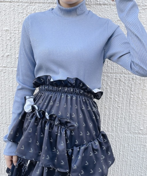 lilLilly(リルリリー)の「ラメリブニットトップス(ニット/セーター・レディース・ホワイト/ブラック/ベージュ/ピンク/ブルー・FREE)」の4枚目の写真