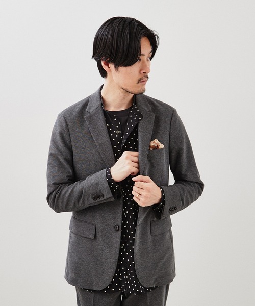 セール】カラミ ストレッチ 2ボタン ジャケット【セットアップ