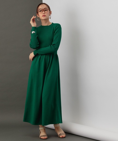 BARNYARDSTORM（バンヤードストーム）の「BARNYARDSTORM / 【WEB限定】ニットギャザーフレアワンピース（ワンピース・レディース・ブラック/キャメル/グリーン/ブルー・1/0）」の3枚目の写真