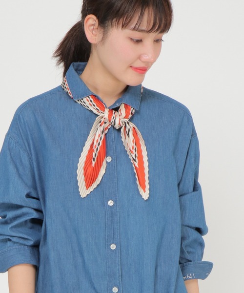 LBC(エルビーシー)の「ストライププリーツスカーフ(バンダナ/スカーフ・レディース・ネイビー/レッド/グリーン・FREE)」の6枚目の写真