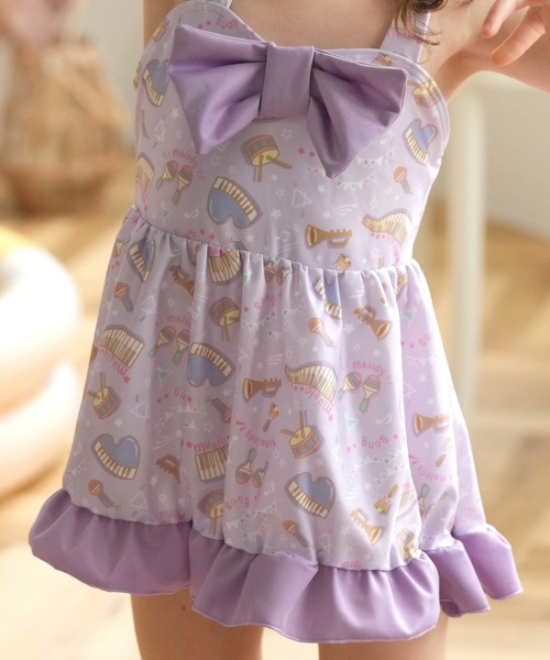 utatane(ウタタネ)の「キッズ水着 女の子 メロディー フロントリボン(水着・キッズ・パープル/ピンク・120cm/110cm/130cm)」の12枚目の写真