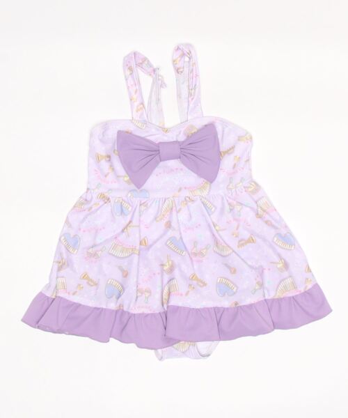 utatane(ウタタネ)の「キッズ水着 女の子 メロディー フロントリボン(水着・キッズ・パープル/ピンク・120cm/110cm/130cm)」の3枚目の写真