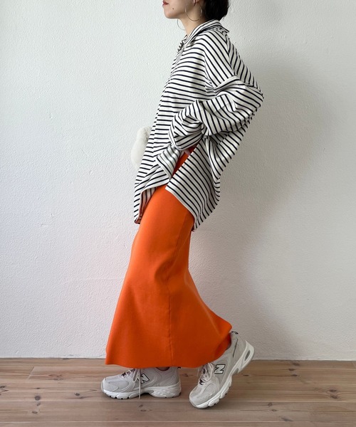 wee9s(ウィークス)の「soft touch border tunic po / お尻すっぽりハーフジップソフトタッチボーダーチュニック(スウェット・レディース・ブラック/ブルー/ミント・FREE)」の20枚目の写真