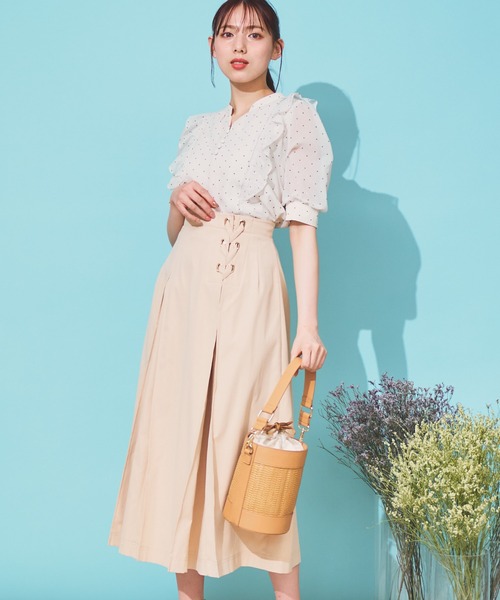 NOELA（ノエラ）の「ボックスタックツイルスカート（スカート・レディース・イエロー/オフホワイト/ライトグリーン・S/M）」の3枚目の写真