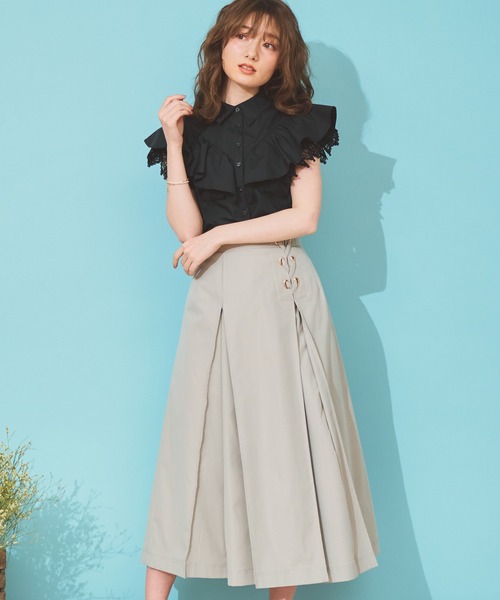 NOELA（ノエラ）の「ボックスタックツイルスカート（スカート・レディース・イエロー/オフホワイト/ライトグリーン・S/M）」の2枚目の写真