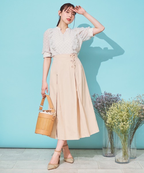 NOELA（ノエラ）の「ボックスタックツイルスカート（スカート・レディース・イエロー/オフホワイト/ライトグリーン・S/M）」の5枚目の写真