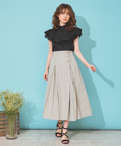 NOELA（ノエラ）の「ボックスタックツイルスカート（スカート・レディース・イエロー/オフホワイト/ライトグリーン・S/M）」の7枚目の写真