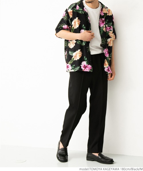 coca（coca）（コカ）の「メンズ ビンテージフラワーアロハシャツ（シャツ/ブラウス・メンズ・ブラック/レッド・M/L）」の4枚目の写真