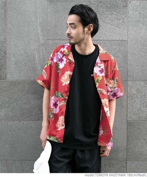 coca（coca）（コカ）の「メンズ ビンテージフラワーアロハシャツ（シャツ/ブラウス・メンズ・ブラック/レッド・M/L）」の8枚目の写真
