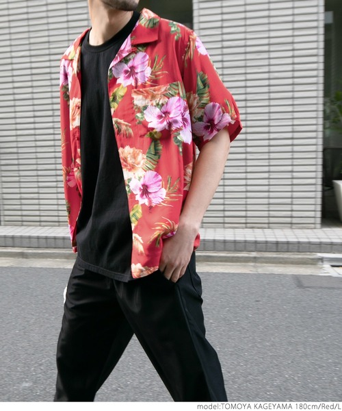 coca（coca）（コカ）の「メンズ ビンテージフラワーアロハシャツ（シャツ/ブラウス・メンズ・ブラック/レッド・M/L）」の9枚目の写真