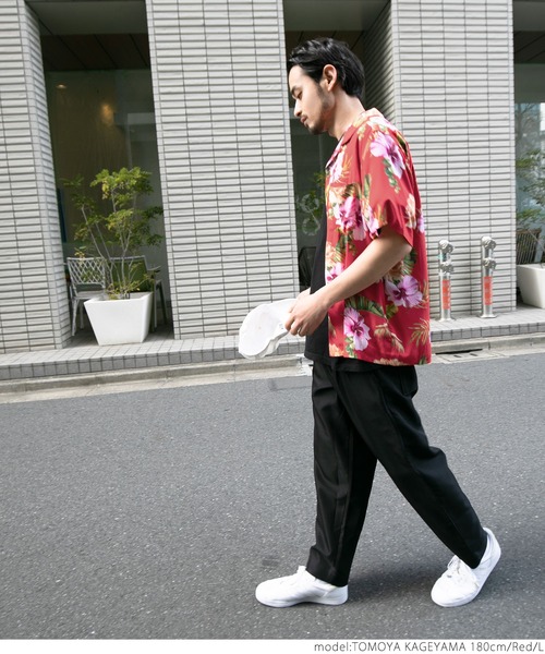 coca（coca）（コカ）の「メンズ ビンテージフラワーアロハシャツ（シャツ/ブラウス・メンズ・ブラック/レッド・M/L）」の10枚目の写真