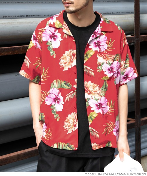 coca（coca）（コカ）の「メンズ ビンテージフラワーアロハシャツ（シャツ/ブラウス・メンズ・ブラック/レッド・M/L）」の12枚目の写真